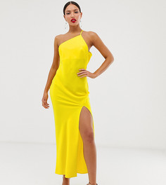 Атласное платье макси на одно плечо с драпировкой на спине ASOS DESIGN Tall - Желтый