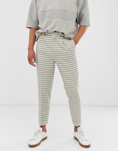 Кремовые укороченные брюки в полоску ASOS DESIGN - Бежевый