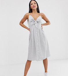 Платье миди в полоску с бантом спереди Missguided Tall - Мульти