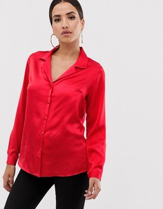 Атласная свободная рубашка с длинными рукавами ASOS DESIGN - Красный