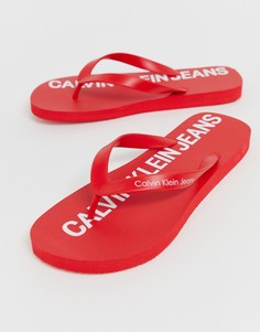 Красные шлепанцы с логотипом Calvin Klein - Errol - Красный