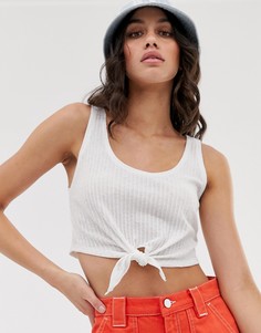 Белый кроп-топ с узлом Bershka - Белый