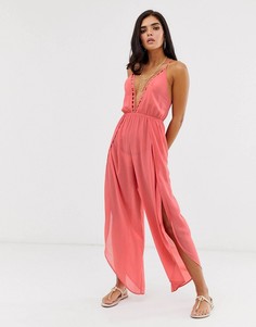 Пляжный комбинезон с глубоким вырезом ASOS DESIGN - Коричневый