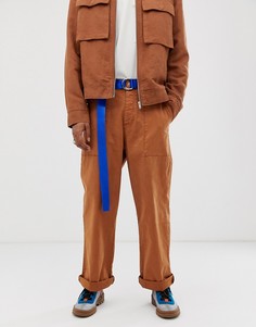 Широкие брюки из плотной светло-коричневой саржи ASOS WHITE - Коричневый
