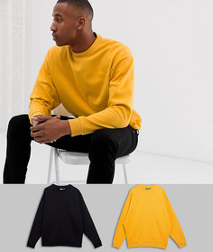 2 oversize-свитшота черного/желтого цвета ASOS DESIGN - Мульти