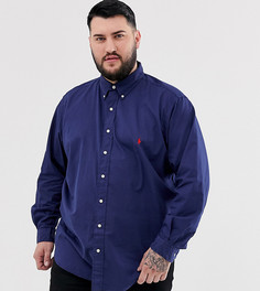 Темно-синяя окрашенная рубашка с пуговицами и логотипом Polo Ralph Lauren Big & Tall - Темно-синий