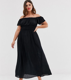 Платье макси с открытыми плечами ASOS DESIGN Curve - Черный