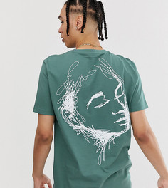 Свободная футболка из органического хлопка с принтом на спине ASOS DESIGN Tall - Зеленый