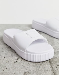 Белые шлепанцы на платформе Puma - Белый
