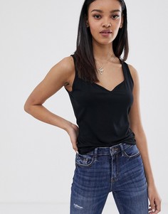 Черная майка с вырезом сердечком ASOS DESIGN Fuller Bust - Черный