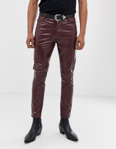 Красные джинсы скинни из искусственной кожи с покрытием ASOS DESIGN - Красный