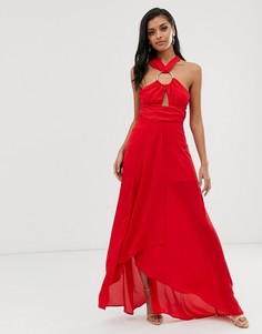 Платье макси с отделкой кольцами ASOS DESIGN - Красный