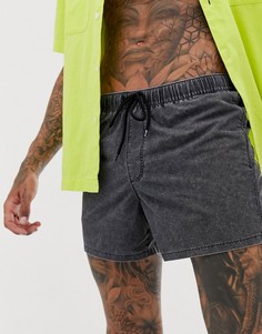 Черные короткие шорты для плавания с эффектом кислотной стирки ASOS DESIGN - Черный