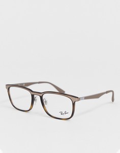 Солнцезащитные очки в квадратной матовой оправе Ray-Ban havana - Серебряный