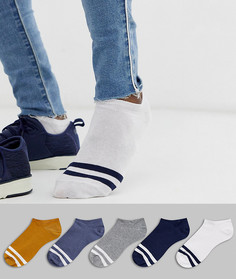 Спортивные носки красных и фиолетовых цветов ASOS DESIGN - 5 пар - Мульти