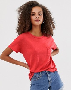 Свободная футболка с карманом Abercrombie & Fitch - Красный