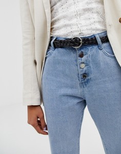 Плетеный кожаный ремень Hollister - Черный