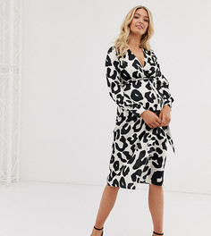Платье миди на пуговицах с абстрактным звериным принтом ASOS DESIGN Maternity - Мульти