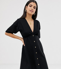 Хлопковое чайное платье мини с пуговицами ASOS DESIGN Tall - Черный