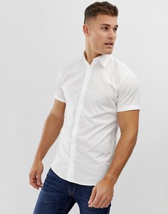Белая облегающая рубашка с короткими рукавами Jack & Jones - Белый