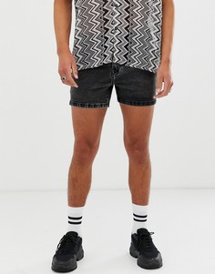 Черные джинсовые шорты с эффектом кислотной стирки ASOS DESIGN - Черный