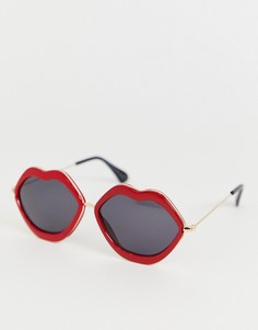 Солнцезащитные очки с оправой в форме губ SVNX - Красный 7X