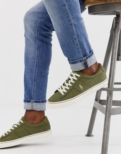 Зеленые парусиновые кроссовки с контрастным логотипом Polo Ralph Lauren sayer - Зеленый