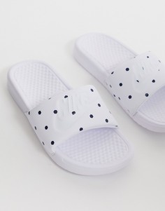 Белые шлепанцы в синий горошек Nike Womens World Cup Benassi - Белый