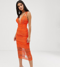 Платье-футляр миди с вышивкой ришелье ASOS DESIGN Tall - Мульти