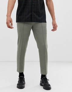 Укороченные зауженные строгие брюки оливкового цвета из фактурного крепа ASOS DESIGN - Зеленый