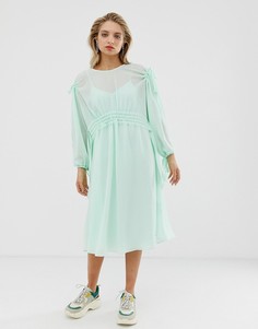 Однотонное платье миди с присборенной талией ASOS WHITE - Мульти
