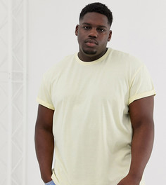 Желтая футболка с отворотами на рукавах New Look Plus - Желтый