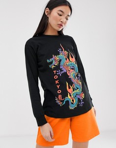 Oversize-лонгслив с принтом дракона ASOS DESIGN - Черный