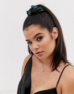 Резинка для волос с цветочным и лиственным принтом ASOS DESIGN - Черный