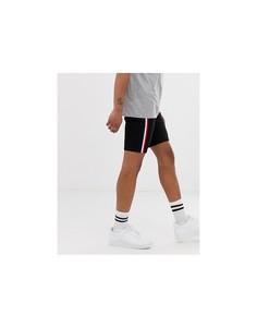 Черные джинсовые шорты стретч с напылением и полосками по бокам ASOS DESIGN - Черный