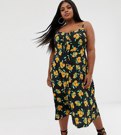 Платье с завязкой и принтом фруктов PrettyLittleThing Plus - Мульти