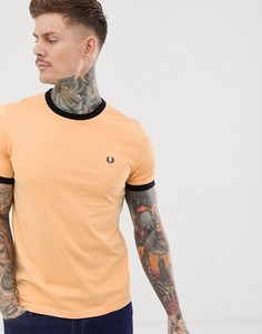 Оранжевая футболка с контрастной отделкой Fred Perry - Оранжевый