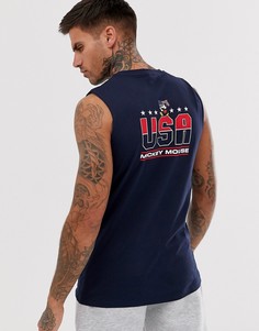 Футболка без рукавов с принтом Микки Мауса ASOS DESIGN - Темно-синий