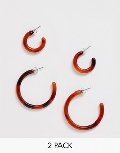 Набор черепаховых серег-колец Pieces - Коричневый