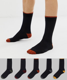 Набор из 5 пар носков с контрастной пяткой New Look - Черный