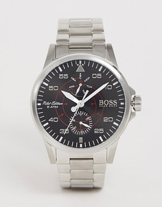 Мужские серебристые часы Hugo Boss - aviator - Серебряный