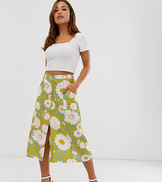 Юбка миди на пуговицах с цветочным принтом ASOS DESIGN Petite - Мульти