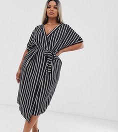 Платье миди в полоску с запахом ASOS DESIGN Curve - Мульти