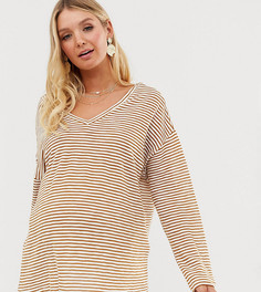 Oversize-футболка в полоску с V-образными вырезами ASOS DESIGN Maternity - Фиолетовый