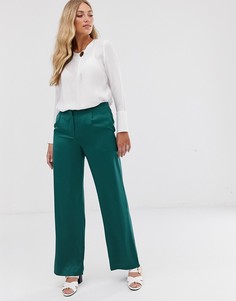 Широкие атласные брюки Vila - Зеленый