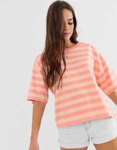 Укороченная свободная футболка с выбеленными полосками ASOS DESIGN - Оранжевый