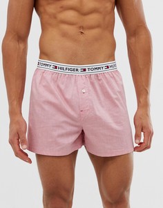 Розовые тканые шорты-боксеры с контрастным поясом с логотипом-флагом Tommy Hilfiger - Розовый