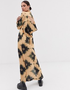 Платье макси с принтом тай-дай и драпировкой сзади ASOS DESIGN - Мульти
