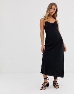 Черное платье миди со свободным воротом New Look - Черный