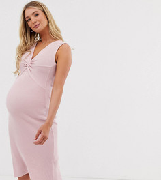 Платье миди с перекрученной отделкой ASOS DESIGN Maternity - Розовый